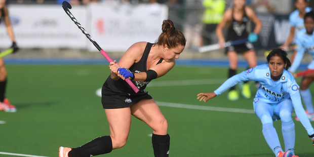 Ella Gunson of the Black Sticks against India. Photo / Photosport