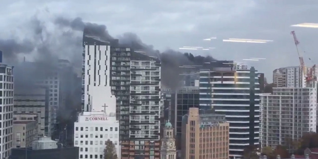 Auckland CBD fire: Mayoral Drive cordoned off