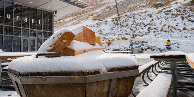 One of the braziers on the base building deck, that will be lit when night skiing commences. Photo / Coronet Peak