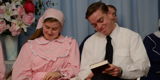 Dove Love and Watchful Stedfast, members of the Gloriavale Christian Community.