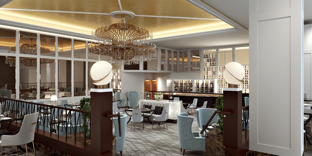 The Auckland hotel's lobby lounge area.