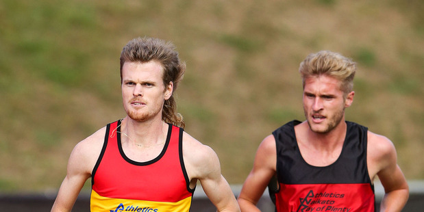 Jake Robertson during the men's 5000m final during the New Zealand Track & Field Champs. Photo / Getty Images