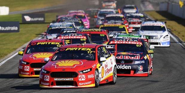 Scott McLaughlin leads the pack at the Supercars Perth SuperSprint. Photo / Getty Images