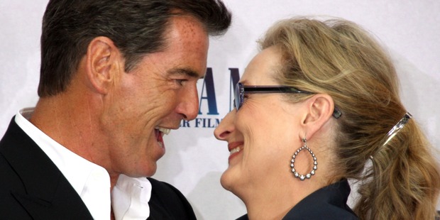 Actor Pierce Brosnan and actress Meryl Streep attend the photocall for 'Mamma Mia! The Movie' in 2008. Photo / Getty