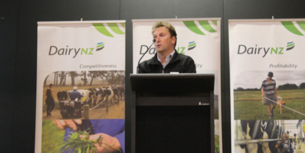 DairyNZ senior economist Matthew Newman talked to farmers at the Farmers Forum. Photo / Nicole Sharp