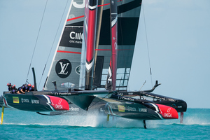 Emirates Team New Zealand sailing on Bermuda's Great Sound practice racing in the lead-up to the 35th America's Cup. Photo/Photosport