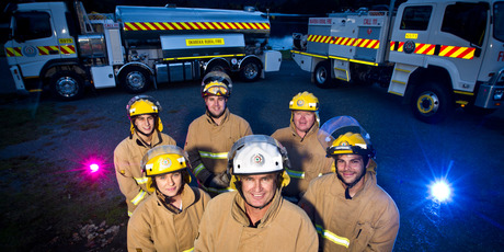 The Lake Okareka Rural Volunteer team that won this years Sky Tower Stair Challenge. (from left) Thomas Firth, Amber Muldoon, Phil Rennie, Phil Muldoon, Stu Lyall and Lewis Shaw. Photo/Stephen Parker