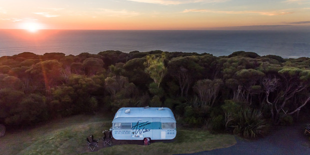 We stayed in one of Awesome Walks' retro caravans. Photo / Supplied