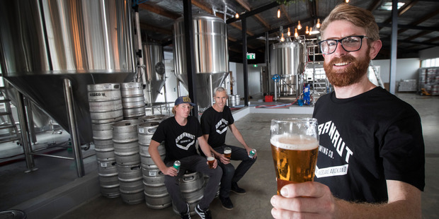 The Urbanaut team (from left) Simon Watson, Thomas Rowe and brewer Bruce Turner. Photo / Jason Oxenham