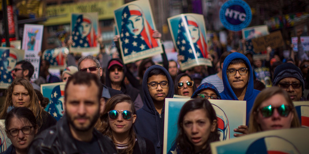 Certainly the US has more migrants than ever, but its foreign-born population today is 13.5 per cent. Photo / AP