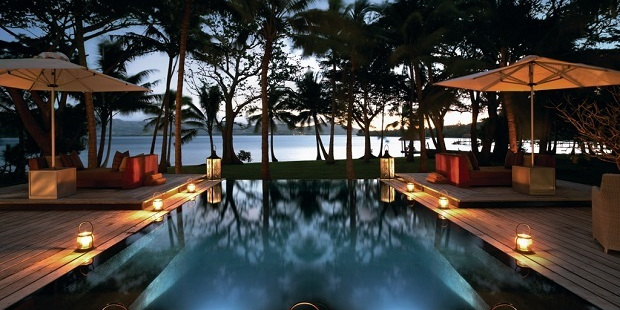 The infinity pool at Dolphin Island, Fiji.