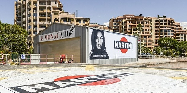 The new advertisement will greet race fans arriving at the Monaco Grand Prix via helicopter. Photo/Martini