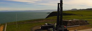 A photo taken at Mahia this morning show's Portland Island at right, with the rocket site launch site of Mahia Penninsula on left. Photo/Warren Buckland