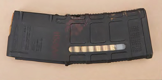 The magazine of ammunition belonging to Sergeant Logan Marsh which stopped a bullet. Photo/Supplied.
