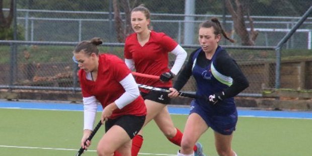 Some of the action from the women's hockey games this weekend. Photo / Bryce Holland