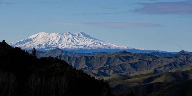 Mt Ruapehu seen from hills near Taumarunui. Photo / Mike Scott