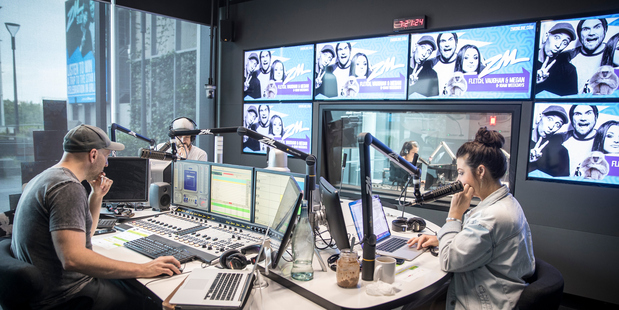 Fletch, Vaughan and Megan in action in the ZM studio. Photo/Michael Craig
