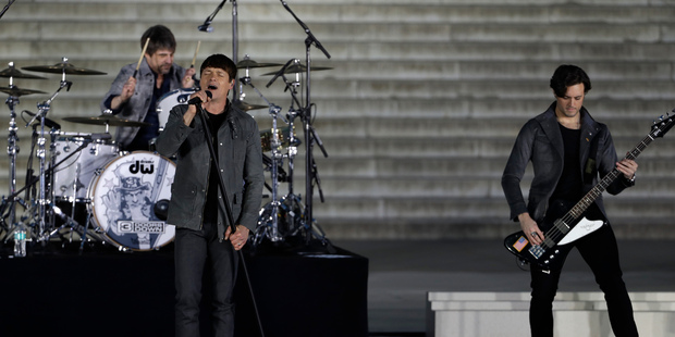 3 Doors Down perform at a pre-Inaugural "Make America Great Again! Welcome Celebration" at the Lincoln Memorial in Washington, Thursday, Jan. 19, 2017. (AP Photo/David J. Phillip)