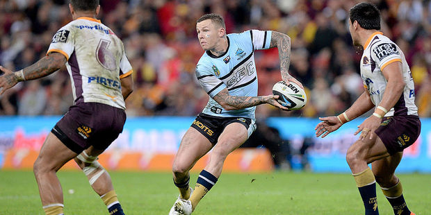 Todd Carney playing for Cronulla in 2014. Photo / Getty