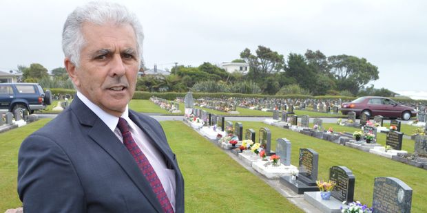 Laurie Anisy at the Karoro Cemetery. Photo / Greymouth Star
