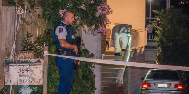 Police and forensics at St Johns Road in Auckland last night. Photo / Steven McNicholl
