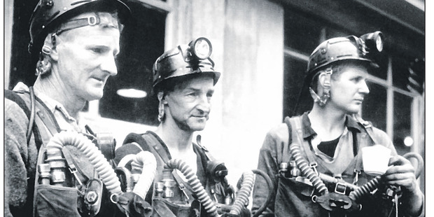 Team members Jack Cox, George ewen and John Forbes take a break from efforts underground. Photo / Greymouth Star