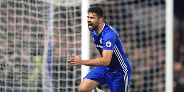 Chelsea's Diego Costa scores against Stoke City. Photo / AP
