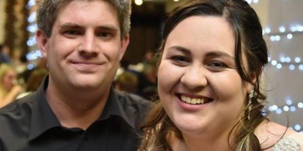 Dan and Becky Faulknor at their wedding in Dunedin on Saturday. Photo: Gregor Richardson