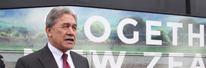 Winston Peters is travelling around New Zealand in his campaign bus. Photo / Warren Buckland