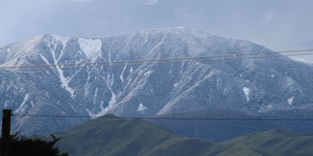 Winter returned to Dannevirke this week with snow on the Ruahine Ranges. Photo / Christine McKay