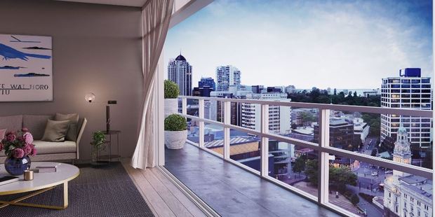 How it could look: Auckland's skyline viewed from an apartment, proposed to be developed inside the ex-Auckland Council building on Aotea Square.