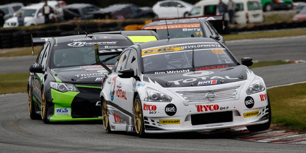 Nick Ross and his Total Lubricants Nissan Altima in action at Teretonga over the weekend. Photo / Supplied