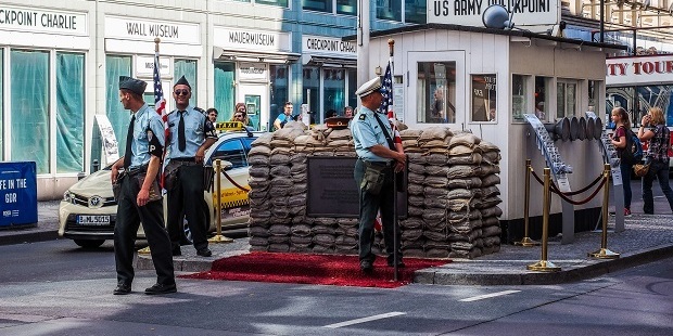 Checkpoint C (Charlie) was the crossing diplomatic personnel, US military and non-Germans used to get into East Berlin. Photo / 123RF