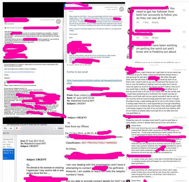Driven to extremes: She wrote a long caption alongside a montage of screengrabbed emails to Wakefield Police in Yorkshire. Photo / Instagram