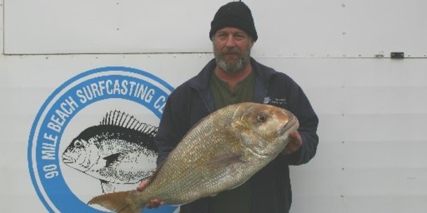 Dave Hallett wound in the catch of the day with a 8.81 kg snapper.