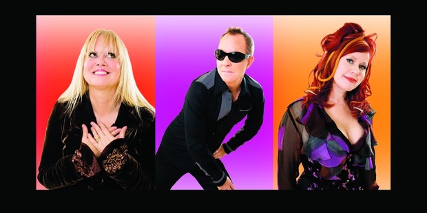 American new wave band The B-52s. Cindy Wilson, Fred Schneider and Kate Pierson.
