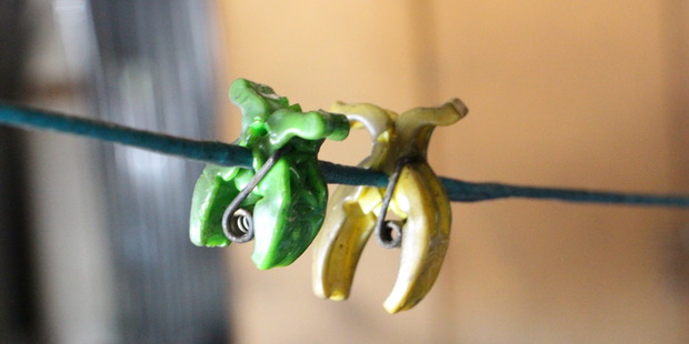 Melted pegs, still on the washing line in the garage.