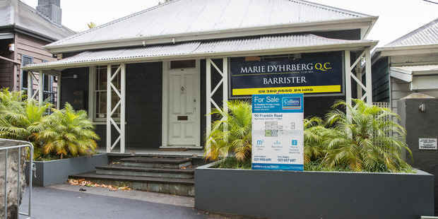 One of the five houses owned by criminal lawyer Marie Dyhrberg QC on well-known Franklin Road is for sale. Photo / Greg Bowker.