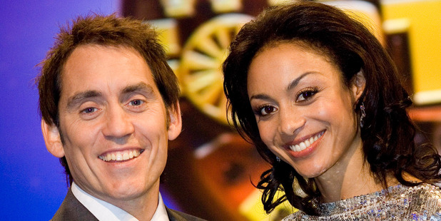 Jason Gunn and Sonia Gray on the set of Wheel of Fortune. Photo/Supplied