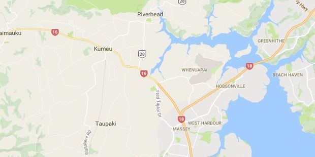 Part of SH16 near Whenuapai is closed. Photo / Google