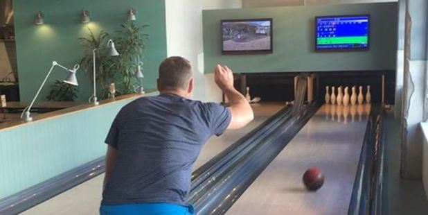 Dr Rudi's Rooftop Brewing Co. has it's own bowling alley.
