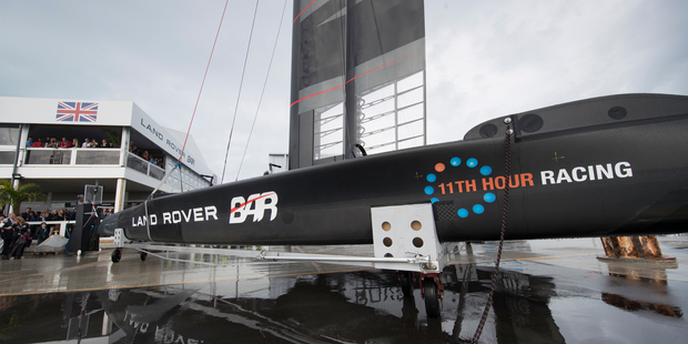 Sir Ben Ainslie, skipper of LandRover BAR, launches the new Land Rover BAR R1 race yacht 'RITA' in Bermuda. Photo/Getty Images