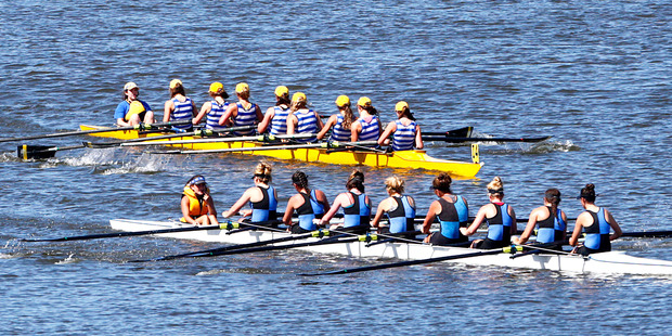 The Women's Open 8's competition, with Wanganui Collegiate beating the Star Boating Club to the line on Saturday afternoon.