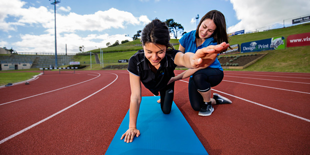 MUSCLES: Miss Ward and collegue Tori Bensemann practising pilates for their weekly class.
PHOTO/SUPPLIED