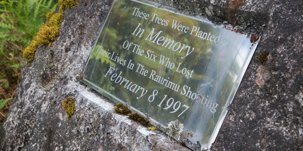 The Raurimu memorial to the victims of Stephen Anderson's 1997 rampage. Photo / Mark Mitchell