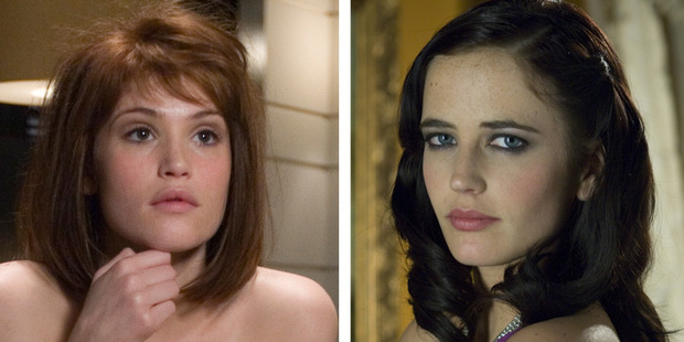 Gemma Arterton, left, and Eva Green in their respective Bond movies. Photos/Supplied