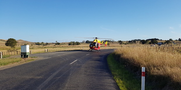 Two people were injured, one seriously, in a motorcycle crash in Waikato this afternoon. Photo / Philips Search and Rescue Trust