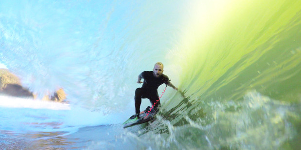 What So Not enjoying the surf in Piha. Photo / Jean Pierre