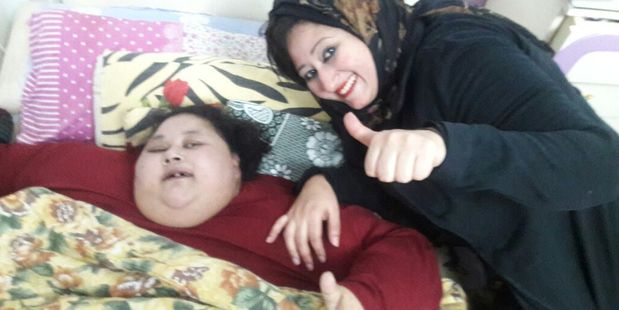 Eman Ahmed Abd El Aty cannot move from her bed and has not left her house for 25 years before the trip. Photo / Supplied via bitgiving.com/SaveEmanCause
