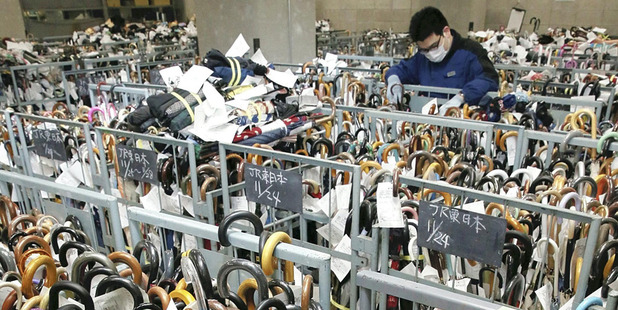 Lost umbrellas are shown stored in the Metropolitan Police Department's Lost and Found Center in Bunkyo Ward, Tokyo. Photo / Japan News-Yomiuri via Washington Post